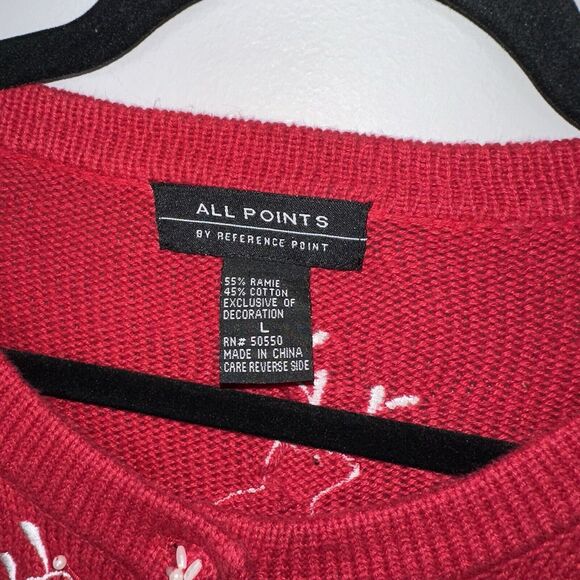All Points By Reference Pointe Women’s Reindeer Christmas Sweater Red Size Large - Picture 5 of 5